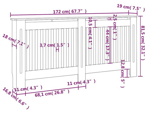 Maska za radijator - Pokrov za radijator antracit 172 x 19 x 81 5 cm MDF - Antracit 172 x 19 x 81.5 cm 1 Antracit