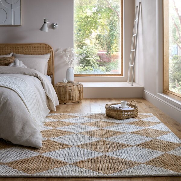 Bijeli/u prirodnoj boji ručno rađen tepih od mješavine jute 120x170 cm Effie Diamond – Flair Rugs