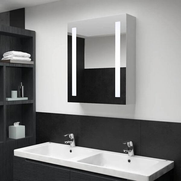 LED kupaonski ormarić s ogledalom 50 x 13 x 70 cm - bijela i srebrna 50 x 13 x 70 cm 1 Bijela i srebrna