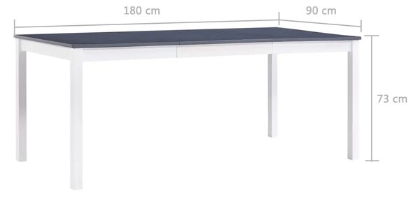 Blagavaonski stol bijelo-sivi 180 x 90 x 73 cm od borovine - Bijela i siva 180 x 90 x 73 cm 1 Bijela i siva