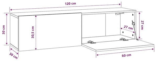 TV ormarić boja betona 120 x 30 x 30 cm od konstruiranog drva - Beton siva 1 120 cm Beton siva