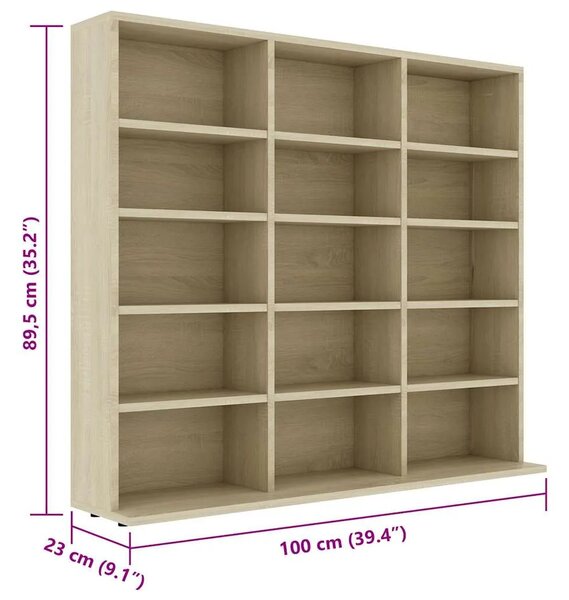 CD stalak – Ormarić za CD-ove boja hrasta 100x23x89 5 cm konstruirano drvo - sonoma hrast 100 x 23 x 89.5 cm 1 Sonoma hrast