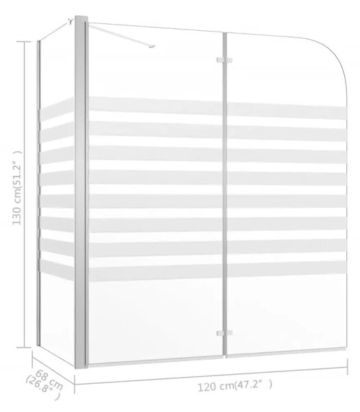 Tuš kabina 120 x 68 x 130 cm od kaljenog stakla prugasta - Bijela Pruga Bijela Pruga