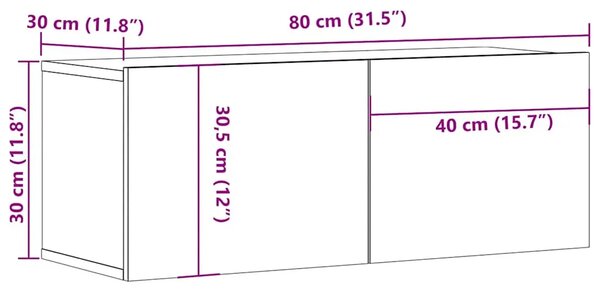 TV ormarić bijeli 80 x 30 x 30 cm od konstruiranog drva - Bijela 1 80 cm Bijela