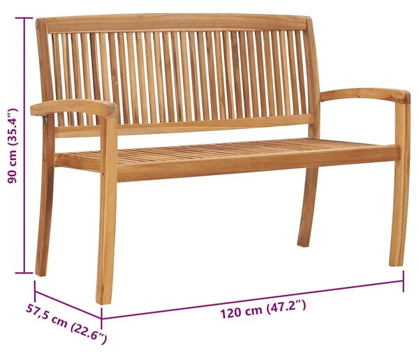 Složiva vrtna klupa za dvoje 120 cm od masivne tikovine - 120 cm 1 1 2