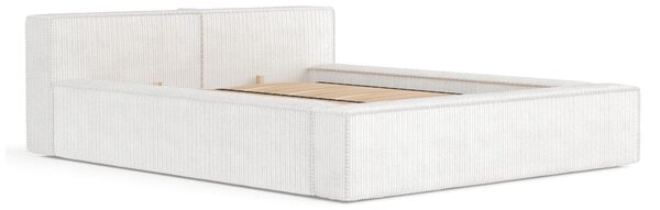 Krem tapecirani bračni krevet s prostorom za odlaganje s podnicom 160x200 cm Voliera – Maison de Rêve