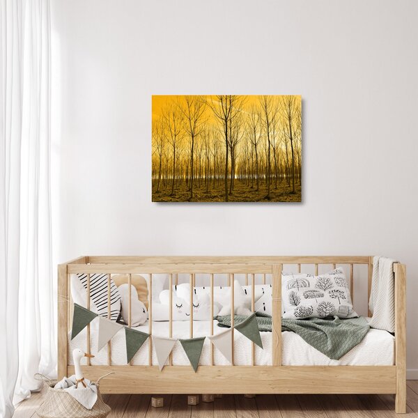 Staklena slika šume pri zalasku sunca (70x50 cm)