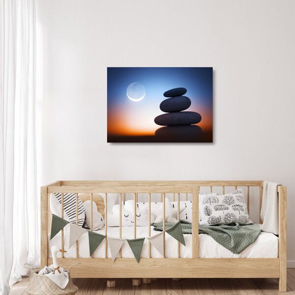 Staklena slika naslaganog kamenja jedno na drugo (70x50 cm)