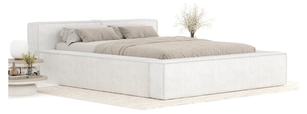 Krem tapecirani bračni krevet s prostorom za odlaganje s podnicom 160x200 cm Voliera – Maison de Rêve