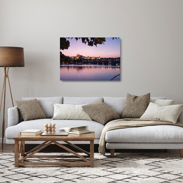 Staklena slika Praškog dvorca i rijeke Vltave (70x50 cm)
