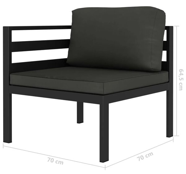 Vrtna garnitura - 2-dijelni set vrtnih sofa s jastucima aluminijski antracit - Kutna sofa (2 kom) 1 Kutna sofa (2 kom)