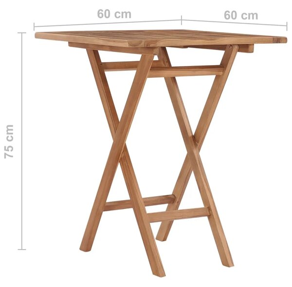 Sklopivi vrtni stol 60 x 60 x 75 cm od masivne tikovine - 1 Četvrtasto Četvrtasto