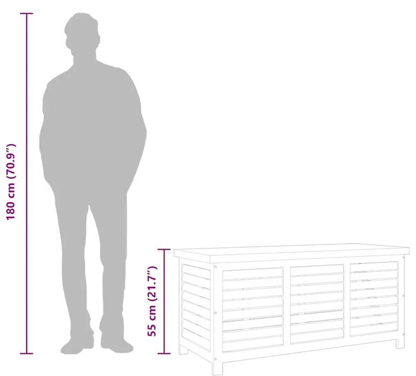 Vrtna kutija za pohranu 117x50x55 cm masivno drvo eukaliptusa - 117 x 55 x 50 cm 117 x 55 x 50 cm