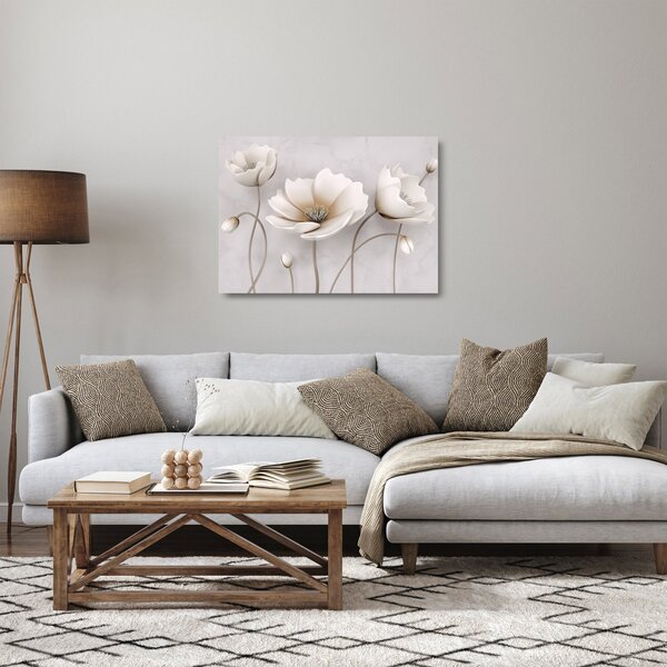 Staklena slika bijelog cvijeća (70x50 cm)