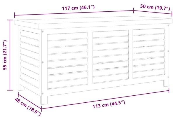 Vrtna kutija za pohranu 117x50x55 cm masivno drvo eukaliptusa - 117 x 55 x 50 cm 117 x 55 x 50 cm
