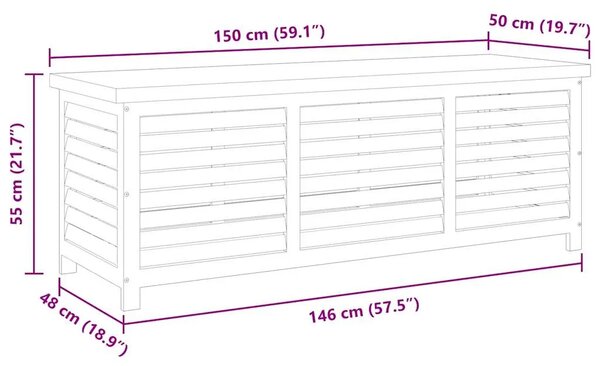 Vrtna kutija za pohranu 150x50x55 cm masivno drvo eukaliptusa - 150 x 50 x 55 cm 150 x 50 x 55 cm