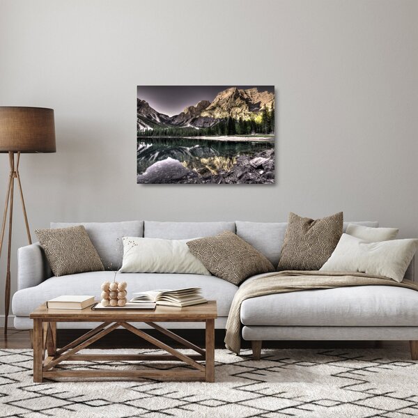 Staklena slika jezera u planinama (70x50 cm)