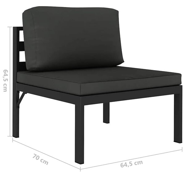 6-dijelna vrtna garnitura s jastucima aluminijska antracit - 2x kutna + 3x srednja + stol 1 2x kutna + 3x srednja + stol
