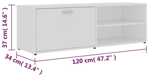 TV ormarić bijeli 120 x 34 x 37 cm od konstruiranog drva - Bijela 1 Bijela