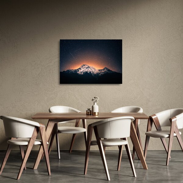 Staklena slika noćnog neba s planinom (70x50 cm)