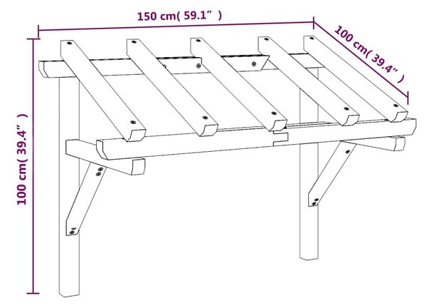 Nadstrešnica za vrata 150 x 100 x 100 cm od masivne borovine - 150 x 100 x 100 cm 1 150 x 100 x 100 cm