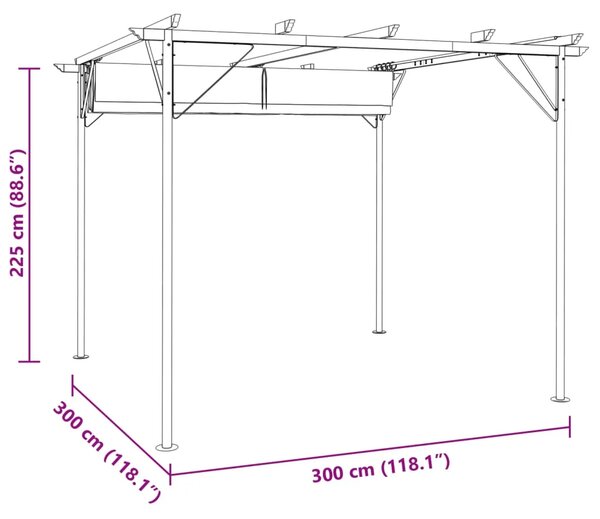 Pergola s pomičnim krovom krem bijela 3 x 3 m čelična - Krema 1 Krema