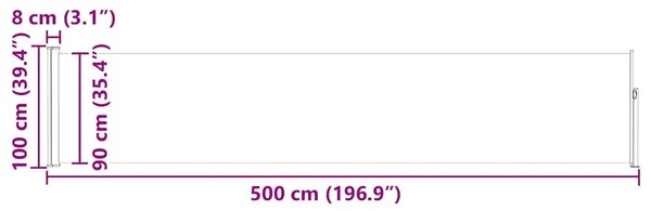 Uvlačiva bočna tenda za terasu 100 x 514 cm krem - Krema 100 x 500 cm 1 Krema