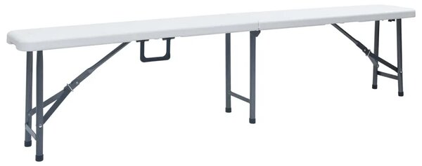 Sklopivi vrtni stol s 2 klupe 180 cm čelik i HDPE bijeli