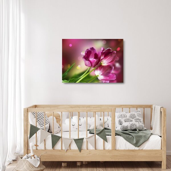 Staklena slika ružičastih tulipana (70x50 cm)
