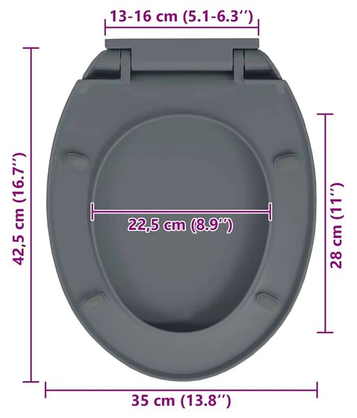 Daska za wc - Toaletna daska s mekim zatvaranjem siva ovalna - Siva 1 Ne Siva