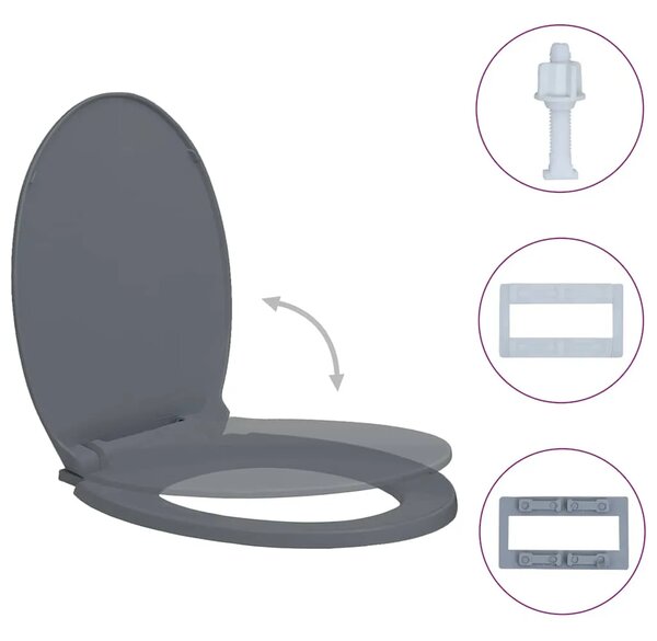 Daska za wc - Toaletna daska s mekim zatvaranjem siva ovalna - Siva 1 Ne Siva