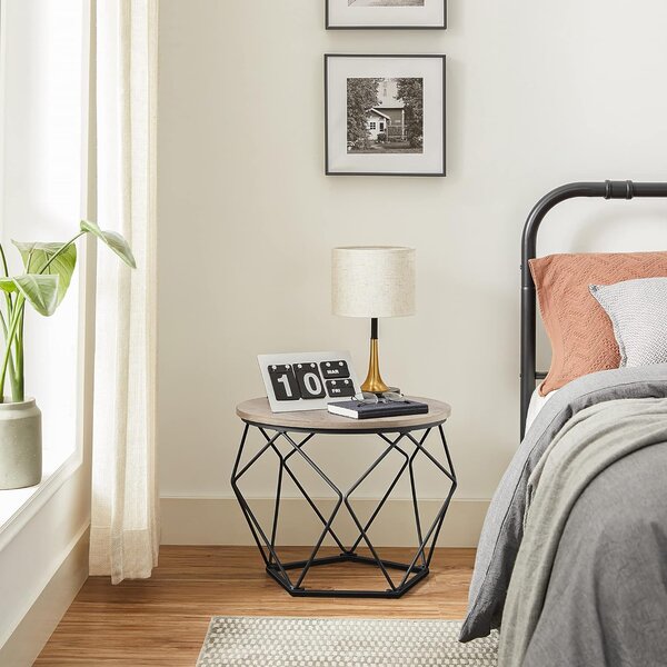 Set od 2 stolića za kavu, mali stolovi s čeličnim okvirom, sive i crne boje | VASAGLE