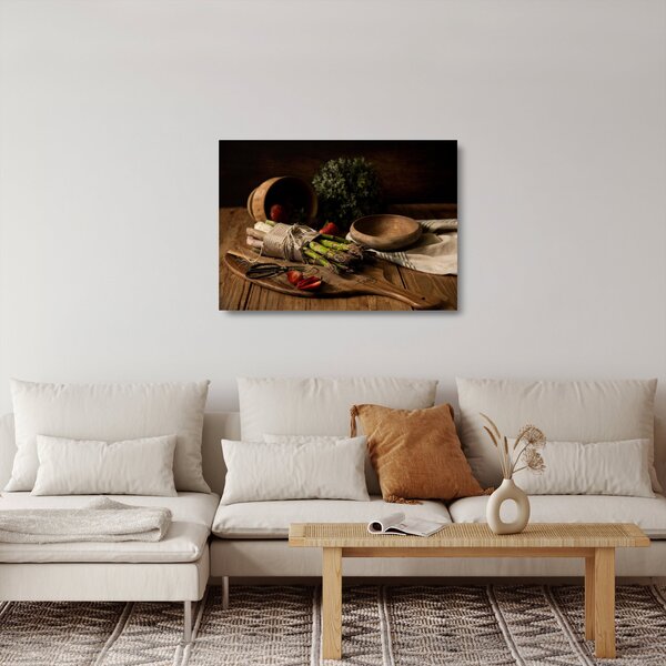Staklena slika šparoga na stolu (70x50 cm)