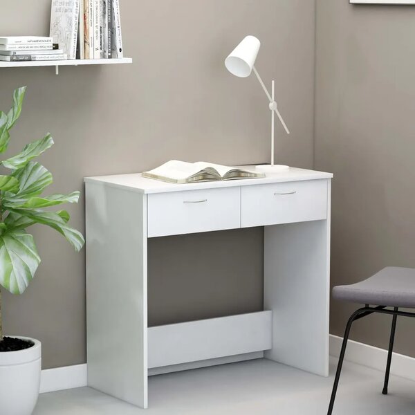 Radni stol bijeli 80 x 40 x 75 cm od konstruiranog drva - Bijela Bijela