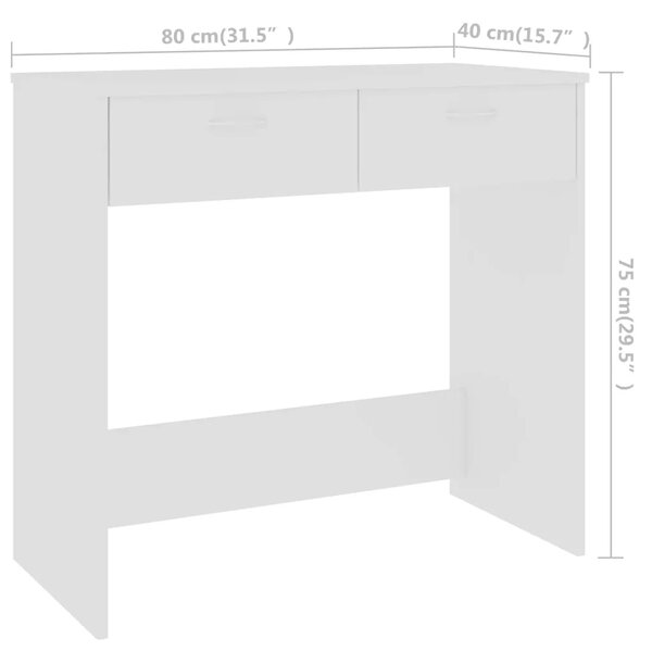 Radni stol bijeli 80 x 40 x 75 cm od konstruiranog drva - Bijela Bijela