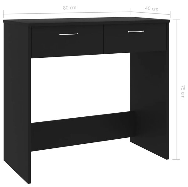 Radni stol crni 80 x 40 x 75 cm od konstruiranog drva - Crna Crna