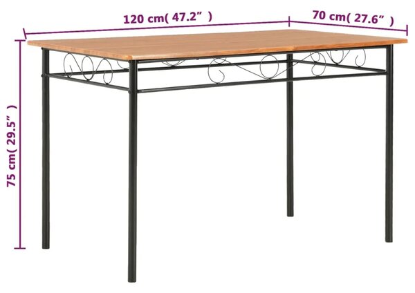 Blagovaonski stol smeđi 120 x 70 x 75 cm MDF