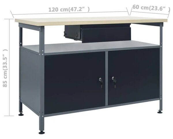Radni stol crni 120 x 60 x 85 cm čelični