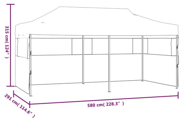Sklopivi šator za svadbe - šator za zabave s bočnim zidovima 3x6 m čelični bijeli