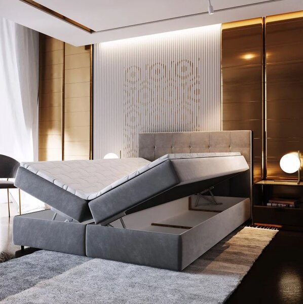 Tapecirani boxspring krevet GLORIEN 140x200 cm purpurna Madrac: Bonell opružni madrac