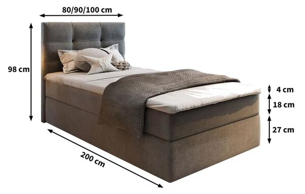 Tapecirani krevet boxspring GLORIEN VELVET 90x200 cm ružičasti Madrac: Bonell opružni madrac