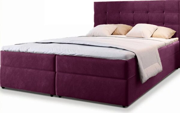 Tapecirani boxspring krevet GLORIEN 140x200 cm purpurna Madrac: Bonell opružni madrac