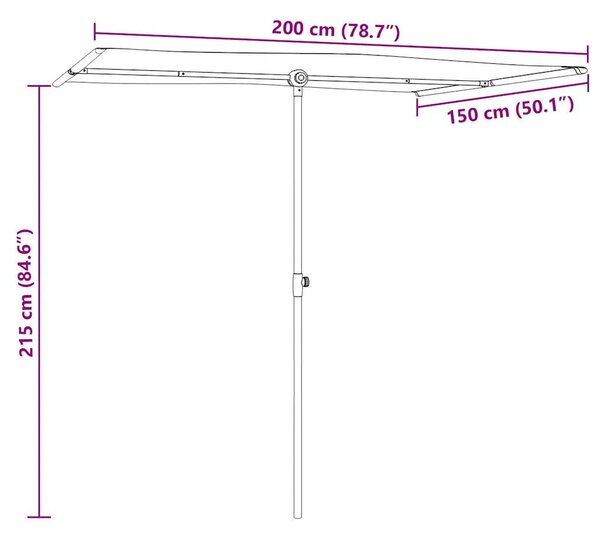 Vrtni suncobran s aluminijskim stupom 2 x 1 5 m pješčano bijeli - Pijesak bijela 200 x 150 cm 1 Pijesak bijela