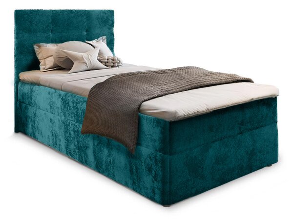 Tapecirani krevet boxspring GLORIEN VELVET 90x200 cm tirkizna Madrac: Bonell opružni madrac