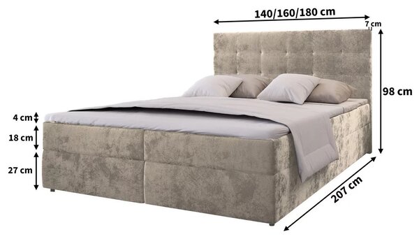 Tapecirani boxspring krevet GLORIEN VELVET 160x200 cm ružičasta Madrac: Bonell opružni madrac