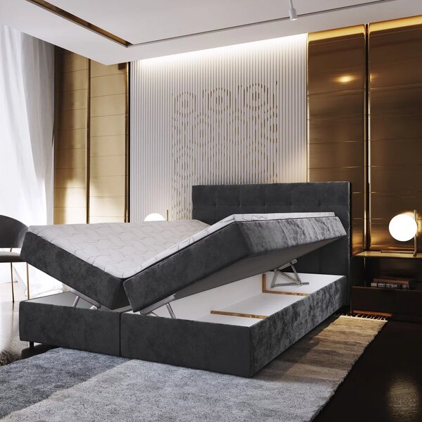 Tapecirani boxspring krevet GLORIEN VELVET 160x200 cm ružičasta Madrac: Bonell opružni madrac