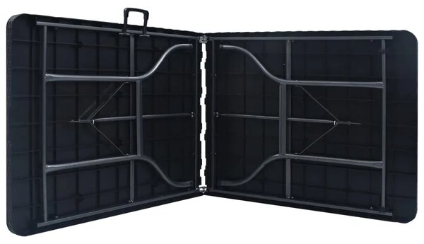 Sklopivi vrtni stol crni 180 x 75 x 72 cm HDPE imitacija ratana