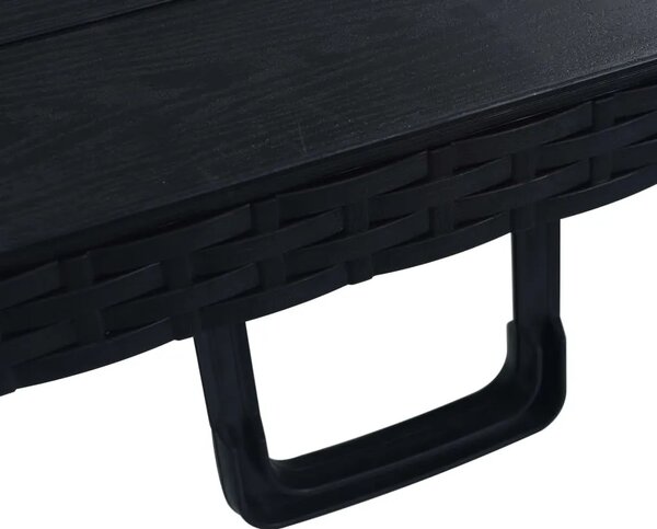 Sklopivi vrtni stol crni 180 x 75 x 72 cm HDPE imitacija ratana