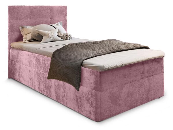 Tapecirani krevet boxspring GLORIEN VELVET 90x200 cm ružičasti Madrac: Bonell opružni madrac