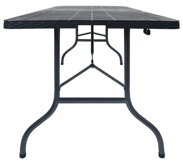 Sklopivi vrtni stol crni 180 x 75 x 72 cm HDPE imitacija ratana